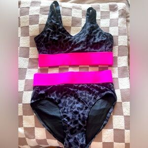 Leopard and Hot Pink High Waisted Bikini